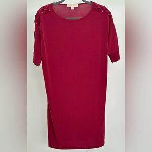 Michael Kors Elegant Red Dress with Shoulder Details